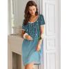 image:imageEkouaer Nightgowns for Women Short Sleeve Moo Moos Ladies House Dress with Pockets Pleated Sleepshirts Soft SleepwearBluegreen Vines