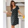 image:imageEkouaer Nightgowns for Women Short Sleeve Moo Moos Ladies House Dress with Pockets Pleated Sleepshirts Soft SleepwearGreen White Print