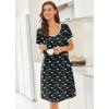 image:imageEkouaer Nightgowns for Women Short Sleeve Moo Moos Ladies House Dress with Pockets Pleated Sleepshirts Soft SleepwearGreen White Print