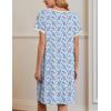 image:imageEkouaer Nightgowns for Women Short Sleeve Moo Moos Ladies House Dress with Pockets Pleated Sleepshirts Soft SleepwearLight Blue Florals