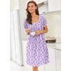 image:imageEkouaer Nightgowns for Women Short Sleeve Moo Moos Ladies House Dress with Pockets Pleated Sleepshirts Soft SleepwearLight Purple Florals