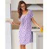 image:imageEkouaer Nightgowns for Women Short Sleeve Moo Moos Ladies House Dress with Pockets Pleated Sleepshirts Soft SleepwearLight Purple Florals