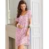 image:imageEkouaer Nightgowns for Women Short Sleeve Moo Moos Ladies House Dress with Pockets Pleated Sleepshirts Soft SleepwearPink Floral