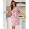 image:imageEkouaer Nightgowns for Women Short Sleeve Moo Moos Ladies House Dress with Pockets Pleated Sleepshirts Soft SleepwearPink Floral