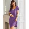 image:imageEkouaer Nightgowns for Women Short Sleeve Moo Moos Ladies House Dress with Pockets Pleated Sleepshirts Soft SleepwearPurple