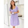 image:imageEkouaer Nightgowns for Women Short Sleeve Moo Moos Ladies House Dress with Pockets Pleated Sleepshirts Soft SleepwearPurple White Florals