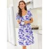 image:imageEkouaer Nightgowns for Women Short Sleeve Moo Moos Ladies House Dress with Pockets Pleated Sleepshirts Soft SleepwearWhite Purple  Blue Floral