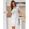 image:imageEkouaer Nightgowns for Women Short Sleeve Moo Moos Ladies House Dress with Pockets Pleated Sleepshirts Soft SleepwearWhite Purple  Pink Florals