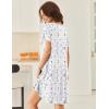 image:imageEkouaer Nightgowns for Women Short Sleeve Moo Moos Ladies House Dress with Pockets Pleated Sleepshirts Soft SleepwearWhite Purple  Pink Florals