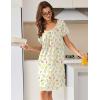 image:imageEkouaer Nightgowns for Women Short Sleeve Moo Moos Ladies House Dress with Pockets Pleated Sleepshirts Soft SleepwearYellow Green Leaves