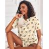 image:imageEkouaer Pajamas Set for Women Short Sleeve Lounge Set 2 Piece Loungewear PJs Soft Cute Lightweight SleepwearBeige Butterfly