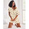 image:imageEkouaer Pajamas Set for Women Short Sleeve Lounge Set 2 Piece Loungewear PJs Soft Cute Lightweight SleepwearBeige Butterfly