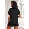 image:imageEkouaer Pajamas Set for Women Short Sleeve Lounge Set 2 Piece Loungewear PJs Soft Cute Lightweight SleepwearBlack