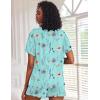 image:imageEkouaer Pajamas Set for Women Short Sleeve Lounge Set 2 Piece Loungewear PJs Soft Cute Lightweight SleepwearBlue Flower