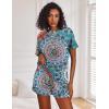 image:imageEkouaer Pajamas Set for Women Short Sleeve Lounge Set 2 Piece Loungewear PJs Soft Cute Lightweight SleepwearBlue Round Flower