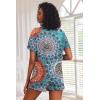 image:imageEkouaer Pajamas Set for Women Short Sleeve Lounge Set 2 Piece Loungewear PJs Soft Cute Lightweight SleepwearBlue Round Flower