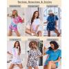 image:imageEkouaer Pajamas Set for Women Short Sleeve Lounge Set 2 Piece Loungewear PJs Soft Cute Lightweight SleepwearBlue Star