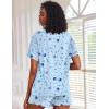 image:imageEkouaer Pajamas Set for Women Short Sleeve Lounge Set 2 Piece Loungewear PJs Soft Cute Lightweight SleepwearBlue Star