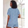 image:imageEkouaer Pajamas Set for Women Short Sleeve Lounge Set 2 Piece Loungewear PJs Soft Cute Lightweight SleepwearClear Blue Floral