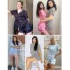 image:imageEkouaer Pajamas Set for Women Short Sleeve Lounge Set 2 Piece Loungewear PJs Soft Cute Lightweight SleepwearGray Black Leopard