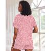 image:imageEkouaer Pajamas Set for Women Short Sleeve Lounge Set 2 Piece Loungewear PJs Soft Cute Lightweight SleepwearPink Heart Leopard