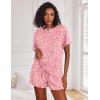 image:imageEkouaer Pajamas Set for Women Short Sleeve Lounge Set 2 Piece Loungewear PJs Soft Cute Lightweight SleepwearPink Heart Leopard