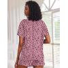 image:imageEkouaer Pajamas Set for Women Short Sleeve Lounge Set 2 Piece Loungewear PJs Soft Cute Lightweight SleepwearPink White Leopard