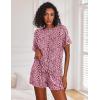 image:imageEkouaer Pajamas Set for Women Short Sleeve Lounge Set 2 Piece Loungewear PJs Soft Cute Lightweight SleepwearPink White Leopard