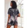 image:imageEkouaer Pajamas Set for Women Short Sleeve Lounge Set 2 Piece Loungewear PJs Soft Cute Lightweight SleepwearTie Dye Black Pink