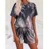 image:imageEkouaer Pajamas Set for Women Short Sleeve Lounge Set 2 Piece Loungewear PJs Soft Cute Lightweight SleepwearTie Dye Black Pink