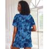 image:imageEkouaer Pajamas Set for Women Short Sleeve Lounge Set 2 Piece Loungewear PJs Soft Cute Lightweight SleepwearTie Dye Blue Butterfly