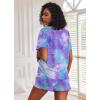 image:imageEkouaer Pajamas Set for Women Short Sleeve Lounge Set 2 Piece Loungewear PJs Soft Cute Lightweight SleepwearTie Dye Blue and Purple