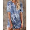 image:imageEkouaer Pajamas Set for Women Short Sleeve Lounge Set 2 Piece Loungewear PJs Soft Cute Lightweight SleepwearTie Dye Grey Blue