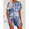 image:imageEkouaer Pajamas Set for Women Short Sleeve Lounge Set 2 Piece Loungewear PJs Soft Cute Lightweight SleepwearTie Dye Grey Blue