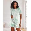 image:imageEkouaer Pajamas Set for Women Short Sleeve Lounge Set 2 Piece Loungewear PJs Soft Cute Lightweight SleepwearTie Dye Light Green