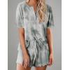 image:imageEkouaer Pajamas Set for Women Short Sleeve Lounge Set 2 Piece Loungewear PJs Soft Cute Lightweight SleepwearTie Dye Light Grey