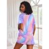 image:imageEkouaer Pajamas Set for Women Short Sleeve Lounge Set 2 Piece Loungewear PJs Soft Cute Lightweight SleepwearTie Dye Purple Blue