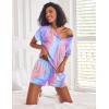 image:imageEkouaer Pajamas Set for Women Short Sleeve Lounge Set 2 Piece Loungewear PJs Soft Cute Lightweight SleepwearTie Dye Purple Blue
