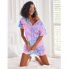 image:imageEkouaer Pajamas Set for Women Short Sleeve Lounge Set 2 Piece Loungewear PJs Soft Cute Lightweight SleepwearTie Dye Rose Red Blue