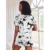 image:imageEkouaer Pajamas Set for Women Short Sleeve Lounge Set 2 Piece Loungewear PJs Soft Cute Lightweight SleepwearTie Dye White Black
