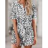 image:imageEkouaer Pajamas Set for Women Short Sleeve Lounge Set 2 Piece Loungewear PJs Soft Cute Lightweight SleepwearWhite Black Leopard