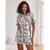 image:imageEkouaer Pajamas Set for Women Short Sleeve Lounge Set 2 Piece Loungewear PJs Soft Cute Lightweight SleepwearWhite Brown Leopard