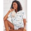 image:imageEkouaer Pajamas Set for Women Short Sleeve Lounge Set 2 Piece Loungewear PJs Soft Cute Lightweight SleepwearWhite Flower
