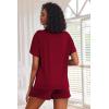 image:imageEkouaer Pajamas Set for Women Short Sleeve Lounge Set 2 Piece Loungewear PJs Soft Cute Lightweight SleepwearWine Red