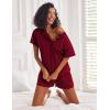 image:imageEkouaer Pajamas Set for Women Short Sleeve Lounge Set 2 Piece Loungewear PJs Soft Cute Lightweight SleepwearWine Red