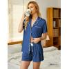 image:imageEkouaer Pajamas Set for Women Short Sleeve Sleepwear Button Down Pjs Soft 2 Piece Lounge Sets XSXXXLClear Blue