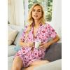 image:imageEkouaer Pajamas Set for Women Short Sleeve Sleepwear Button Down Pjs Soft 2 Piece Lounge Sets XSXXXLPink Heart Lips Print