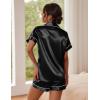 image:imageEkouaer Pajamas for Women Set Silk Satin Pjs Button Down Sleepwear Summer Loungewear Top and Shorts Lounge Set SXXLBlack