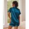 image:imageEkouaer Pajamas for Women Set Silk Satin Pjs Button Down Sleepwear Summer Loungewear Top and Shorts Lounge Set SXXLBlue Green