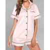 image:imageEkouaer Pajamas for Women Set Silk Satin Pjs Button Down Sleepwear Summer Loungewear Top and Shorts Lounge Set SXXLChampagne